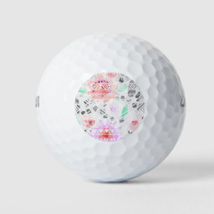 Balles De Golf Belle couleur pastel floral aztec