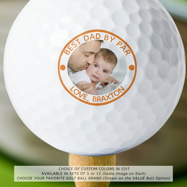 Balles De Golf BEST DAD BY PAR PAR Photo personnalisée (Créateur téléchargé)