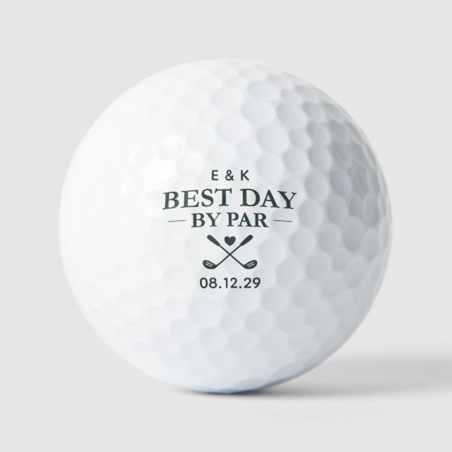 Balles De Golf Best Day by Par Elegant Personalized Wedding (Recto)