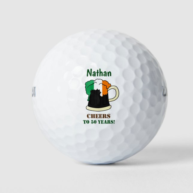 Balles De Golf Bière drapeau irlandais fête (Devant)
