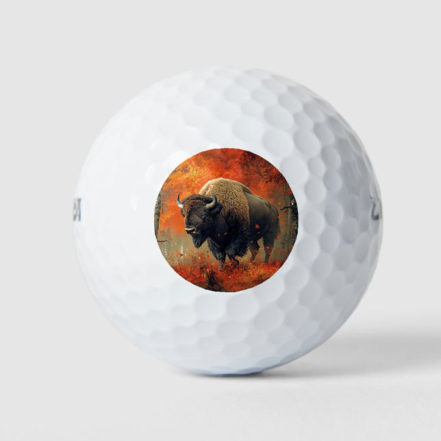 Balles De Golf Bison dans l'artisanat boisé d'automne (Devant)