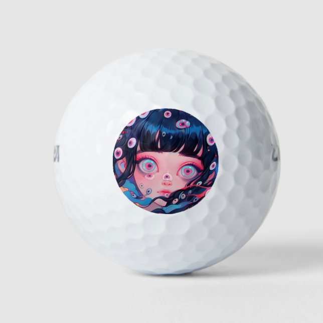 Balles De Golf Bizarre Déplaisante mignonne Anime Girl (Devant)