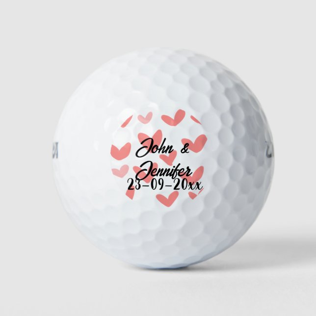 Balles De Golf blanc simple style de texte mariage rouge coeur (Devant)