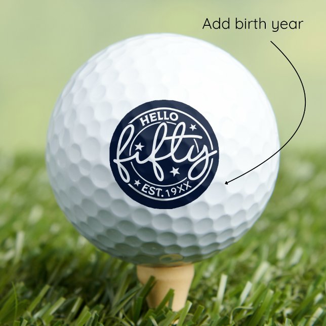 Balles De Golf Bleu de la Marine Bonjour Cinquante-Anniversaire (Créateur téléchargé)
