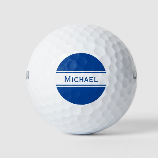 Balles De Golf Bleu profond Blancs Nom Monogramme (Devant)