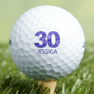 Balles De Golf Blue 30th Birthday Golfer Gift, élégant paisley 30