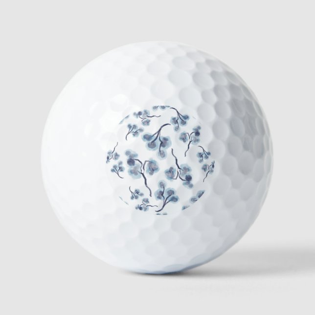 Balles De Golf Blue Floral Golf Ball (Recto)
