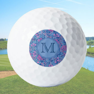 Balles De Golf Blue Floral William Morris Custom Initial Ladies