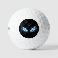 Blue Glowing Angel Wings on black background