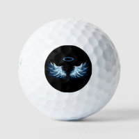 Blue Glowing Angel Wings on black background