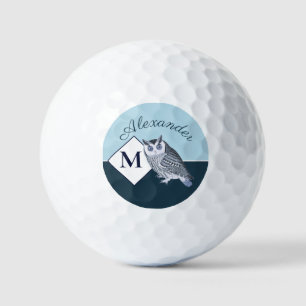 Balles De Golf Blue Owl Grey Nom du monogramme