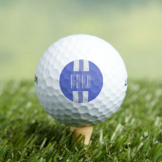 Balles De Golf Blue & white striped Shadow monogrammed modern