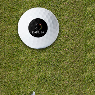 Balles De Golf Boho aquarelle monochrome lettre D noir