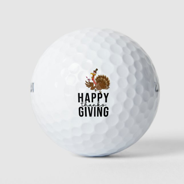 Balles De Golf Bon thanksgiving avec de la dinde drôle (Devant)