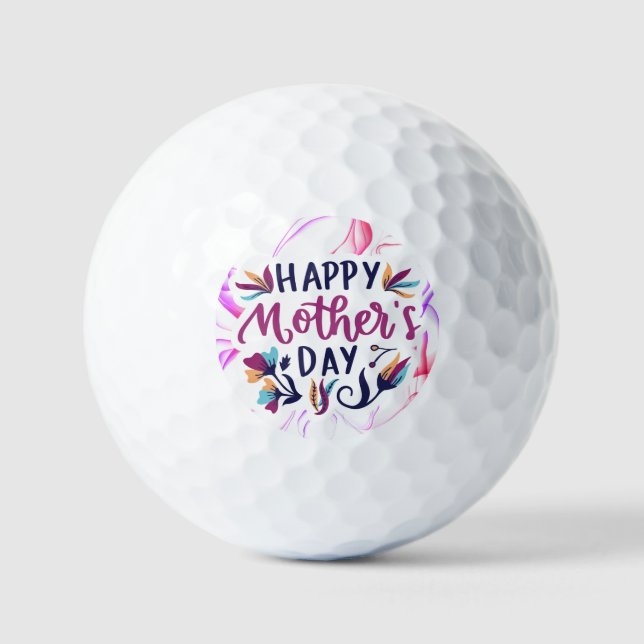 Balles De Golf Bonne fête des mères avec des fleurs (Recto)