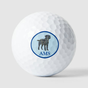 Balles De Golf Bordure Terrier Chien Silhouette Y&B Grille Bleu