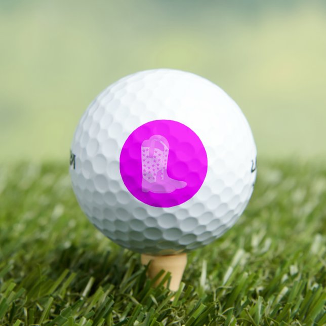 Balles De Golf Bottes de cowboy Étoiles rose (T-shirt Insitu)