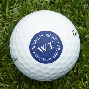 Balles De Golf Boule de golf avec nom ( monogramme cercle BLEU )