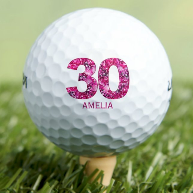 Balles De Golf Boules de golf 30 ans modernes 30 initiales roses (Créateur téléchargé)