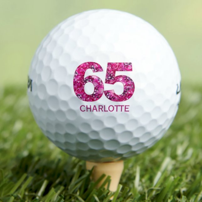 Balles De Golf Boules de golf 65 ans modernes 65 initiales roses (Créateur téléchargé)