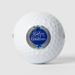 Balles De Golf Boules de golf à floral bleu et à fleurs argentées