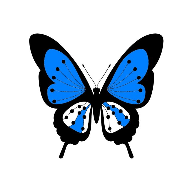 Balles De Golf Boules de golf Blue Butfly (A digital illustration of a butterfly with black outer wings and bright blue inner wings.)