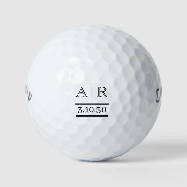 Balles De Golf Boules de golf Monogramme noir personnalisées (Devant)