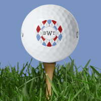 Boules de golf monogrammes | Motif Jacquard rouge