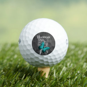 Balles De Golf Boules de golf personnalisées turquoise à papillon