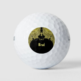 Balles De Golf BRAD ~ OR ET NOIR Design fractal ~