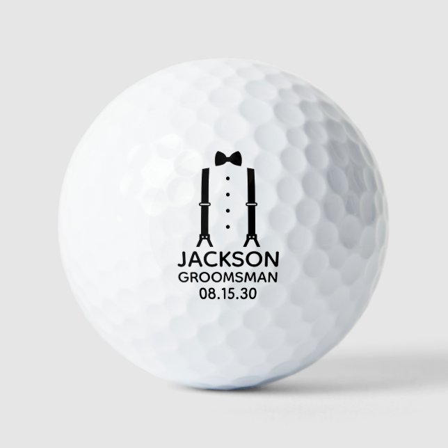 Balles De Golf Bretelles de garçon d'honneur avec nœud papillon (Recto)