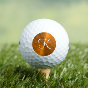 Balles De Golf Bronze brillant faux monogramme métallique