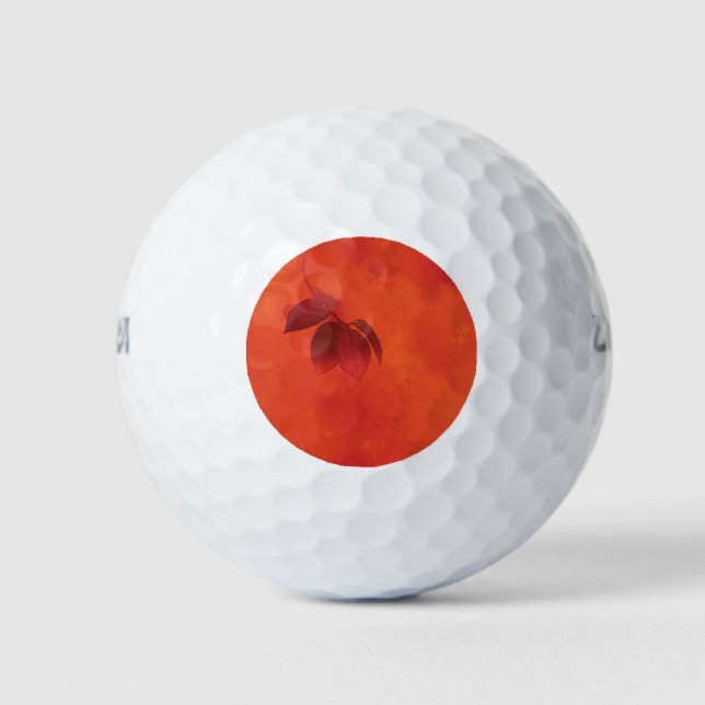 Balles De Golf Brûlé Orange Persimmon Feuilles Abtract Automne (Devant)