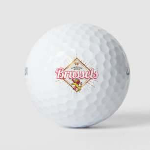 Balles De Golf Bruxelles Europe Capital Belgique Retro Lion Vinta