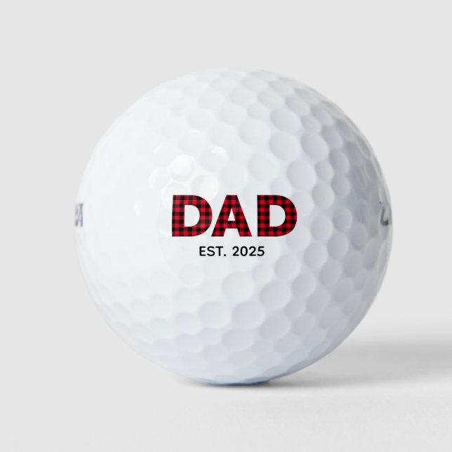 Balles De Golf Buffalo moderne Plaid Papa Date d'établissement (Devant)