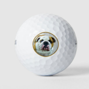 Balles De Golf Bulldog Painting - Joli art original chien