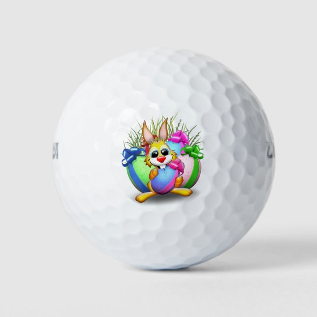 Balles De Golf Bunny de Pâques drôle et caractère mignon Biting u (Devant)