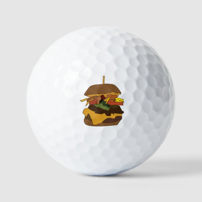 Balles De Golf Burger Hamburger Burger Love Illustration (Recto)