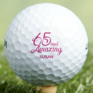 Balles De Golf Cadeau 65e Anniversaire Élégant Rose Cadeau Person