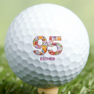 Balles De Golf Cadeau 95e anniversaire Nombre floral - 95 Ans Spo
