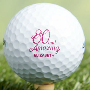 Balles De Golf Cadeau d'anniversaire 80 ans Écriture rose Incroya