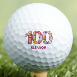 Balles De Golf Cadeau de 100e anniversaire Nombre floral, 100 ans