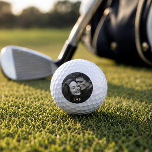 Balles De Golf Cadeau de couple à monogramme cœur avec photo pers