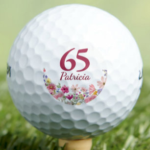 Balles De Golf Cadeau personnalisé pour ses 65 ans Fleurs roses