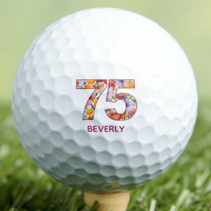 Balles De Golf Cadeau pour 75e anniversaire Nombre floral - 75 An