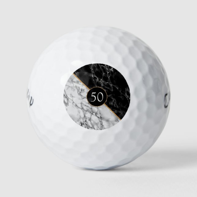 Balles De Golf Cadeaux de golf Balls Black White Marble (Devant)