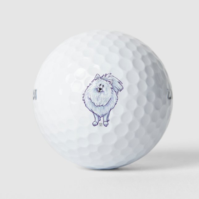 Balles De Golf Cadeaux et accessoires Poméraniens blancs (Devant)