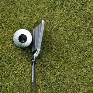 Balles De Golf Calligraphie monogramme d'aquarelle I noir