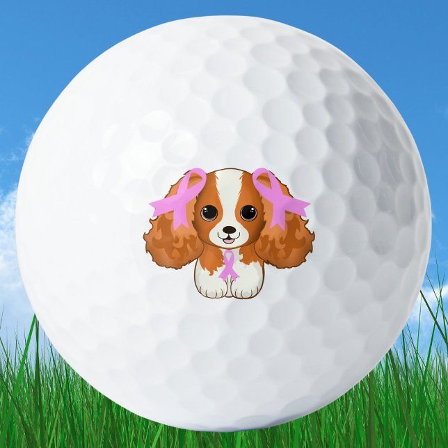 Balles De Golf Cancer du sein Rubans roses Cavalier King Charles (Créateur téléchargé)