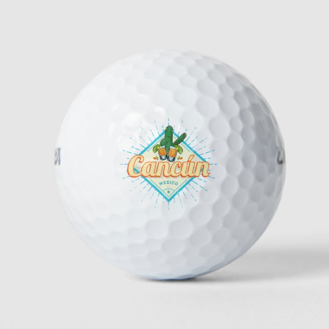 Balles De Golf Cancun Mexique Dancing Cactus Tequila Vintage (Devant)